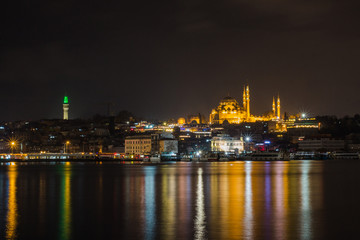 Fototapeta na wymiar Night view of Istanbul's historic district. Turkey