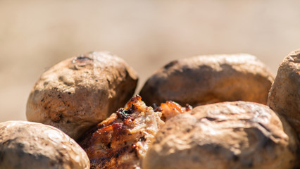 perfectly cooked barbecue potatoes and steak