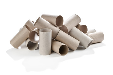 Heap of Finished Toilet Paper Roll Isolated
