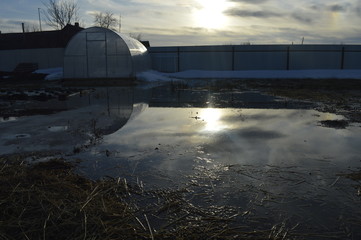 sunset in the winter