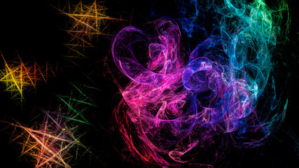 Abstract space multicolored neon pattern. Fractal pattern for creativity and design. Use monitor desktop