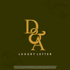 DA logo initial vector mark Gold color.