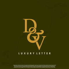 DV logo initial vector mark Gold color.