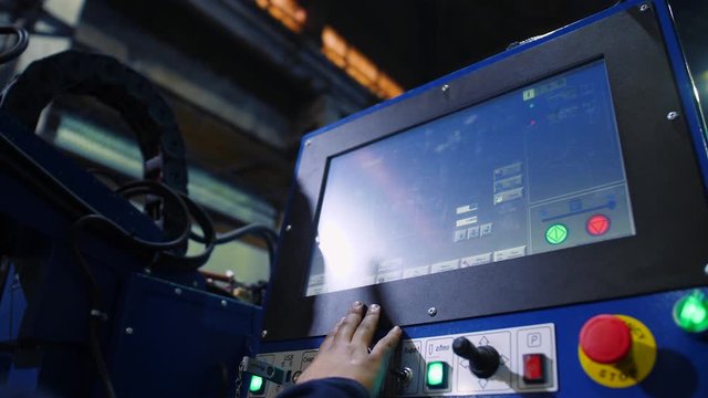 CNC operator working place, lcd screen
