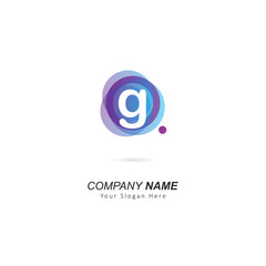 Abstract lowercase G letter Logo design with circle and dot element. Vector illustration template