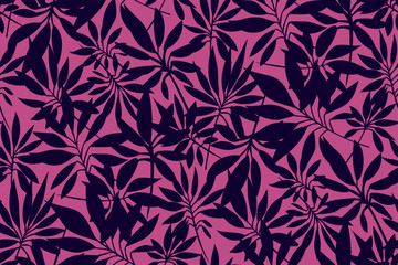 Fototapeta premium Tropical leaves seamless background pattern. Vector floral design. Textile, fabric, wallpaper