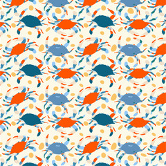 Pattern of moving colorful crabs.