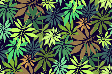 Fototapeta premium Tropical leaves seamless background pattern. Vector floral design. Textile, fabric, wallpaper