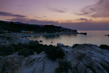 night view of one of the sandy and rocky beach in Karidi