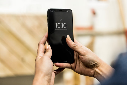 Mobile phone in a workshop