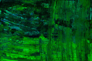 Abstract art background. Acrylic painting. Fragment of the canvas. Multicolor green texture. Modern Art.	

