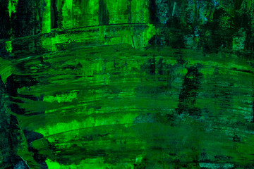 Abstract art background. Acrylic painting. Fragment of the canvas. Multicolor green texture. Modern Art.	
