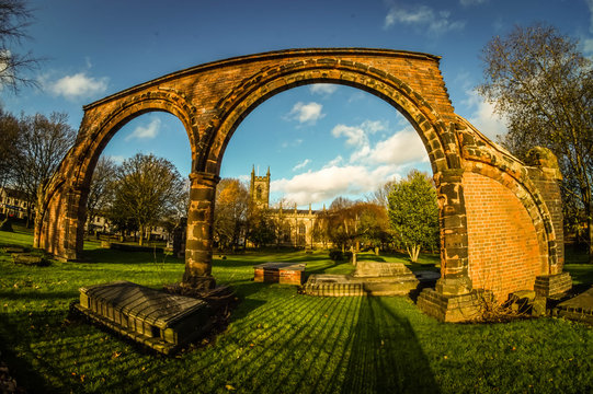 Arch Wall In Cemetery At Stoke Minster Against Sky