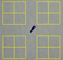 Top down of down ball squares
