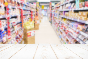 Blurred of supermarket store background .
