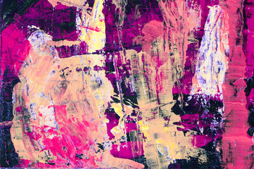 Abstract art background. Acrylic painting. Fragment of the canvas. Purple texture. Modern Art.	
