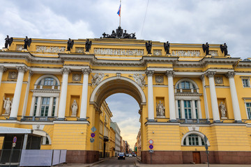 Senate and Synod Building (now headquarters of the Constitutional Court of Russia) on Senate square in St. Petersburg, Russia