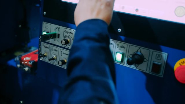 CNC operator working place, lcd screen,