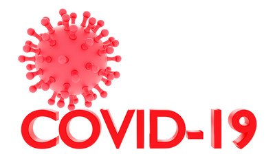 Coronavirus. Red word COVID-19 isolated o white