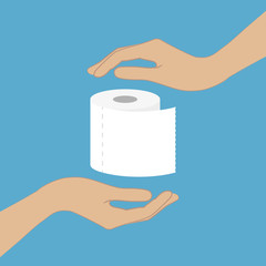 roll of toilet paper between human hands vector illustration EPS10