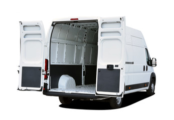 Empty white van with rear doors opened © algre