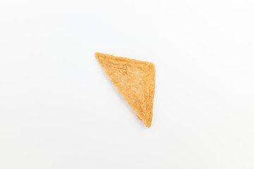 Triangle fried tofu on white background