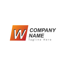 Initial Letter W Logo with Square. Design Vector Illustration Template