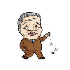 イラスト ：タバコのポイ捨て　おっさん