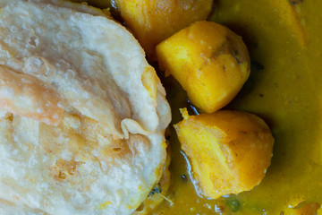 kachori with alur dom , a famous Bengali dish.
