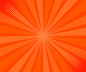 Orange Abstract Rays Background.  Vector illustration in retro comic style