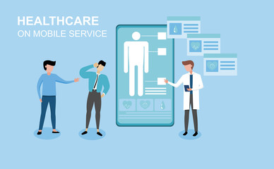 Healthcare and medical application on mobile service. vector illustration about healthcare