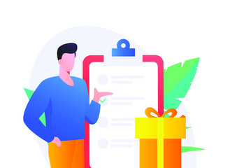 vector illustration of a man holding a shopping bag