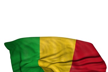 beautiful Mali flag with big folds lay in the bottom isolated on white - any feast flag 3d illustration..