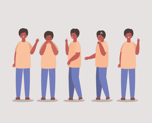 Obraz premium Girls cartoons avatars and one with dry cough and sneezing vector design