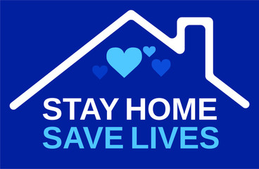 Stay at home slogan with house and heart inside. Protection campaign or measure from coronavirus, COVID--19. Stay home quote text, hash tag or hashtag. Coronavirus, COVID 19 protection logo