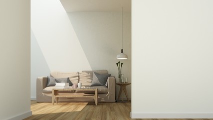 The interior relax space 3d rendering and white background minima Wall light  