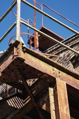close up of an old rusty staircase