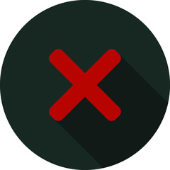 Cross sign flat icon on dark background, vector symbol 