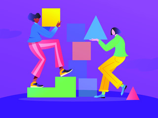 man and woman on a ladder