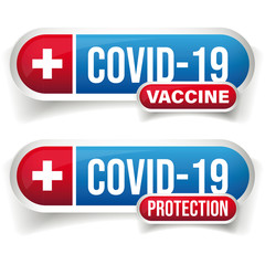Corona virus medicine button sign