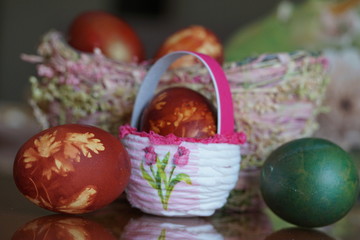 easter eggs in a basket