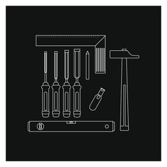 woodworking tool kit. illustration for web and mobile design.