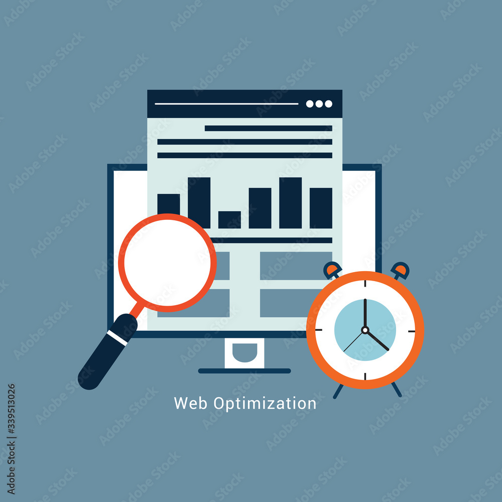 Poster web optimization concept flat design