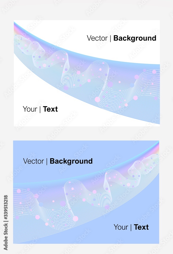Poster two vector backgrounds based on the multicolour curved lines. perfect for any type of use.
