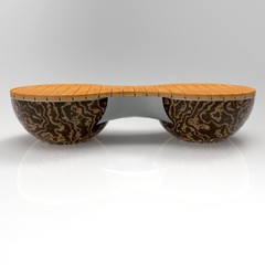 Fototapeta premium 3d render bench GeoSphere vason double stand marble dark brown