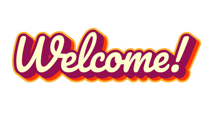 "Welcome" unique lettering text sticker isolated on white