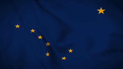 alaska flag is waving 3D animation. Alaska state flag waving in the wind. 3D rendering Waving flag design.