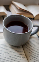 cup of coffee and book