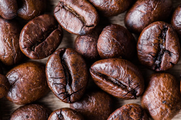 brown coffee, roasted coffee beans, can be used as a background