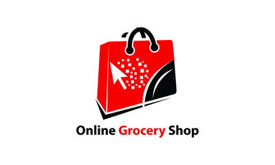 grocery and online shop logo design vector